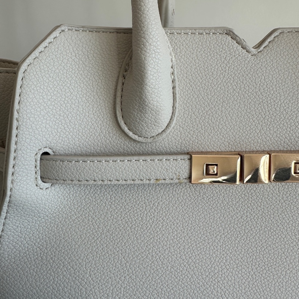 Altar’d State White Faux Leather Slouchy Shoulder bag with gold accents - Picture 3 of 5
